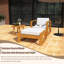 Ensemble de canapé d'extérieur en bois d'acacia avec repose-pieds et table-1162072067