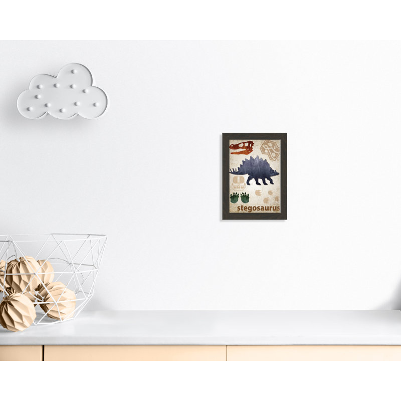 Décalcomanie murale Dinosaures-02 ', H 16 po x l 12 po x P 0,625 po, Encadré plat à grain de bois noir