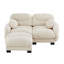 Canapé modulaire confortable à 2 places en tissu de chenille plissé avec siège ergonomique en mousse haute densité, canapé modulaire en forme de L avec repose-pieds, accoudoirs arrondis arrondis et 2 coussins décoratifs ronds, beige