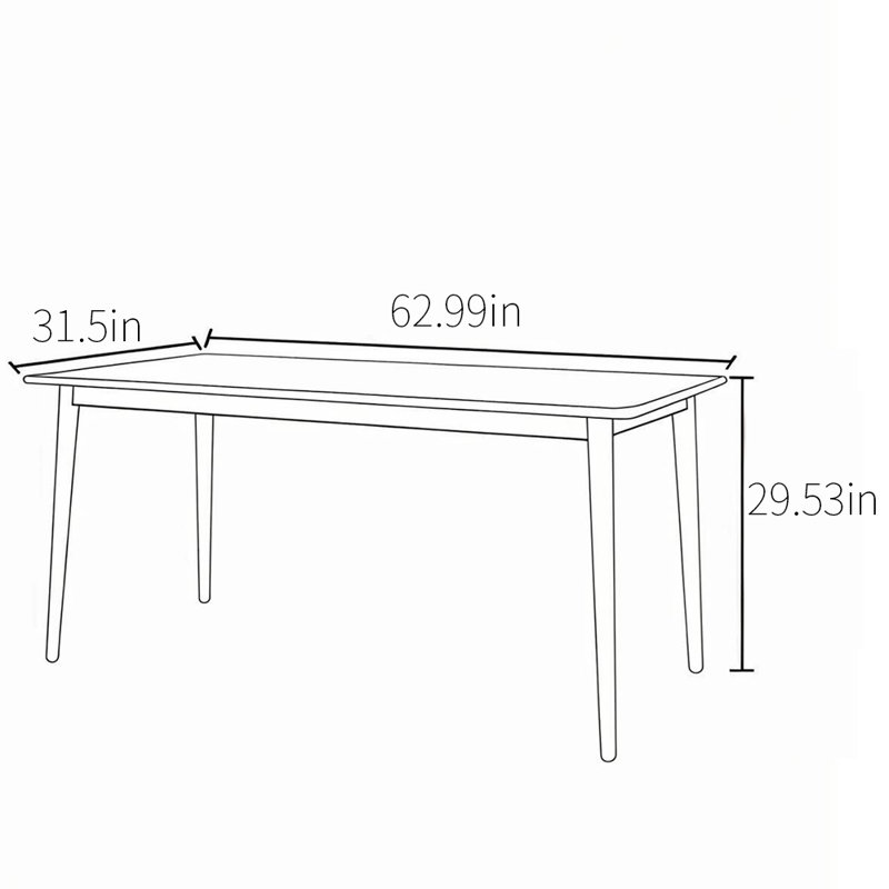 White oak modern dining table, 29.53"H x 62.99"L x 31.5"W