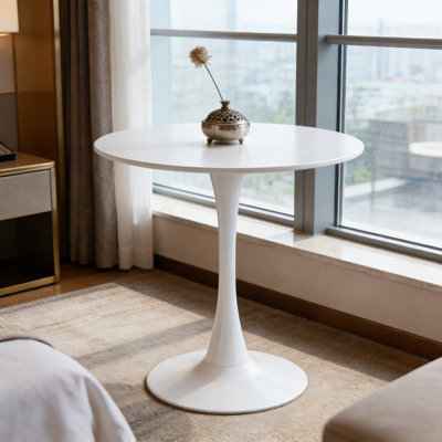 24 Inch Round Table, Modern Dining Table, MDF Top and Steel Base Tulip Round Kitchen Table, Kitchen Table, Coffee Table for Living Room