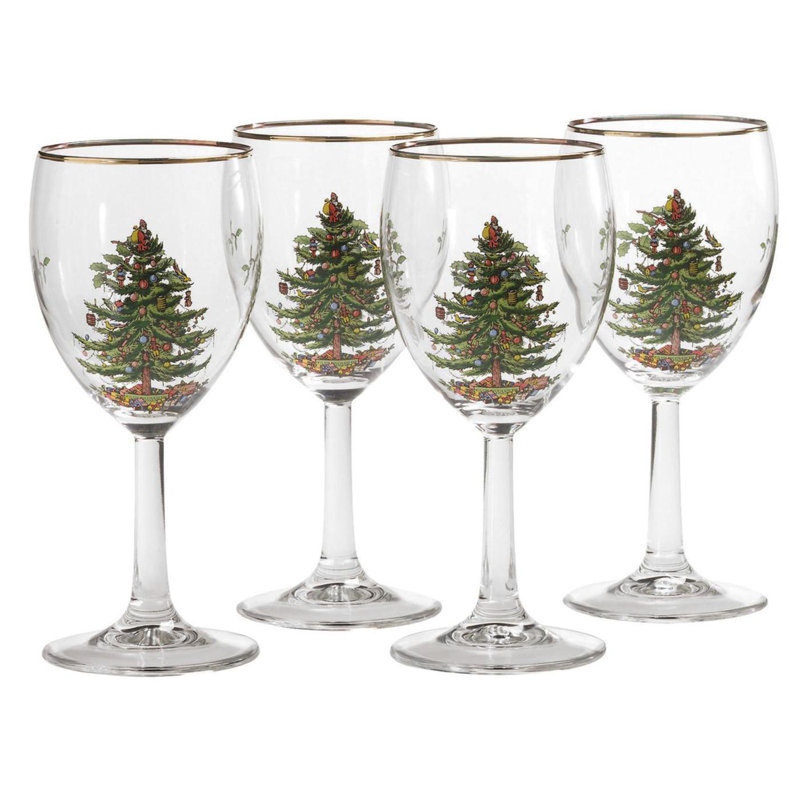 Spode Christmas Tree Wine Glasses 13 Oz