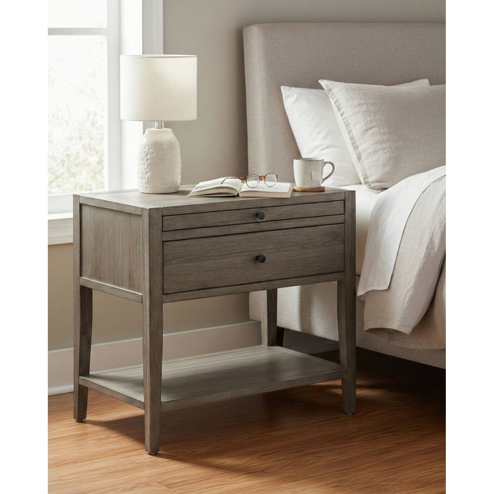 Pecor 1-Drawer 25" Nightstand, Weathered Gray