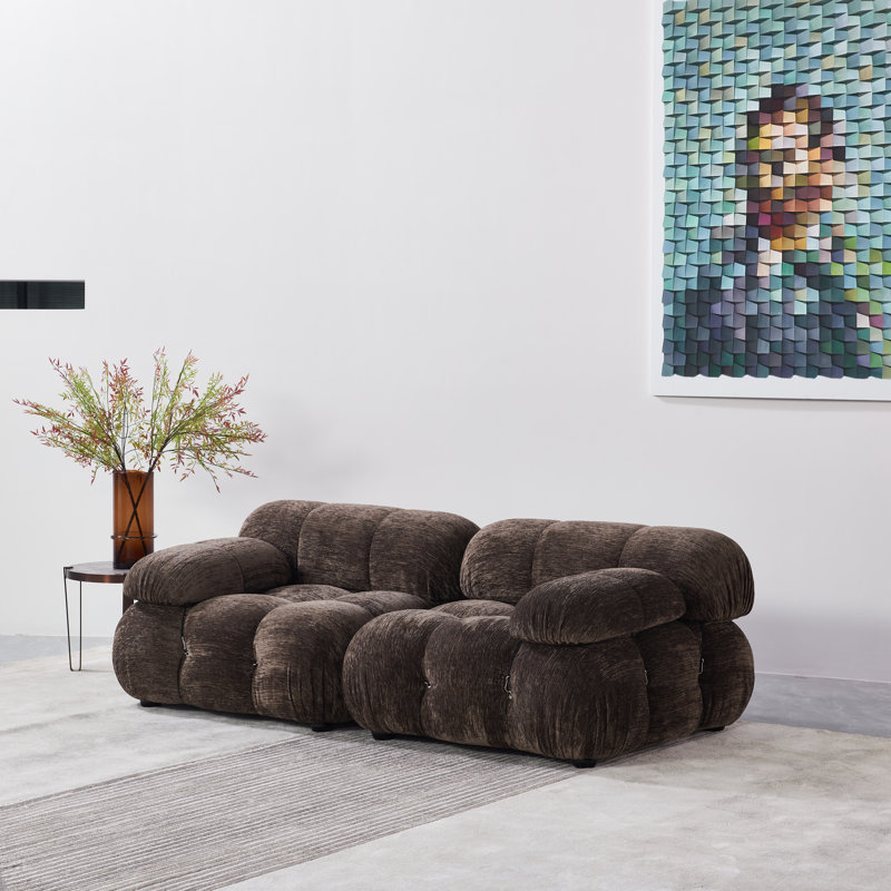 Canapé en chenille de 76 po Belani, Chenille brun