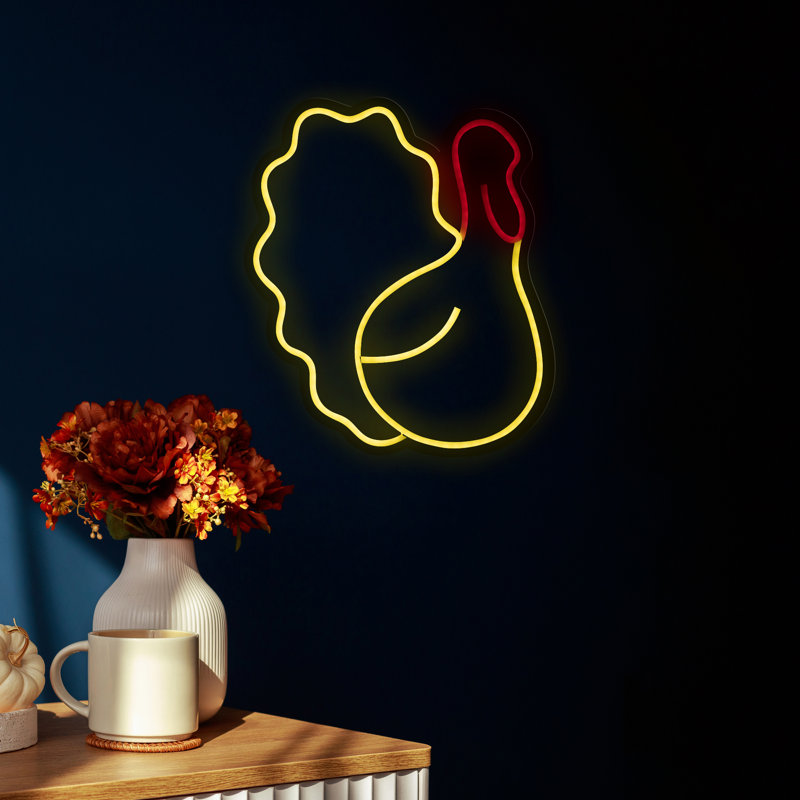 Silhouette de fenêtre de dinde de 15 po de style néon avec éclairage à DEL 15 po
