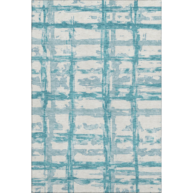 Premium Machine Washable Prisco Teal Rug