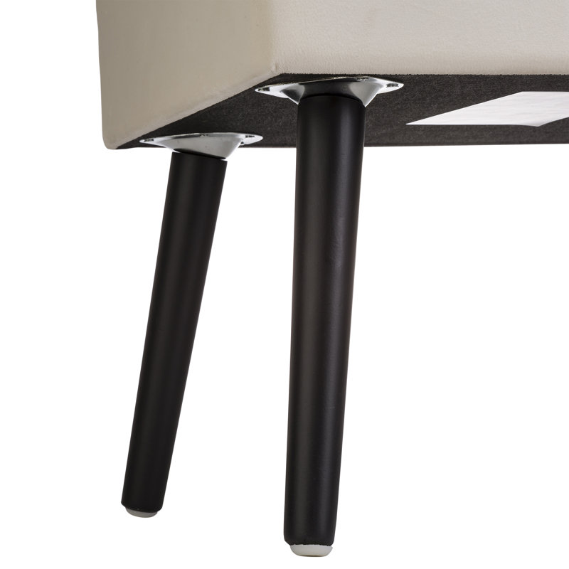 Tabouret de coiffeuse en bois massif Coleridge, Blanc / noir