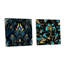 «Blue and Golden Luxury Flower I», ensemble de 2 peintures murales abstraites en acrylique-103924738