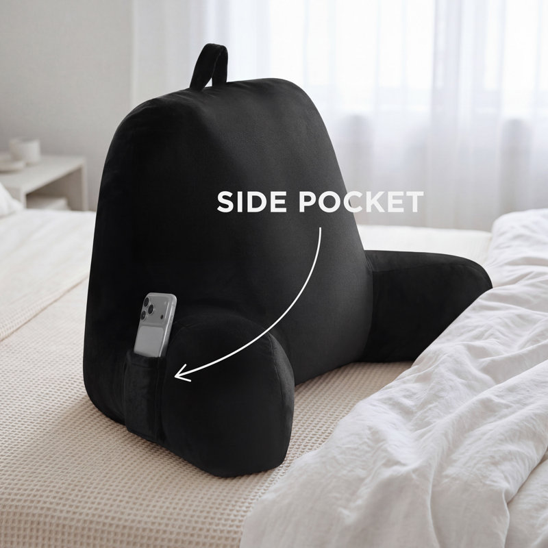 The Sheet Lab Plush Backrest Pillows, Black, 29" x 24.5" x 10.5"