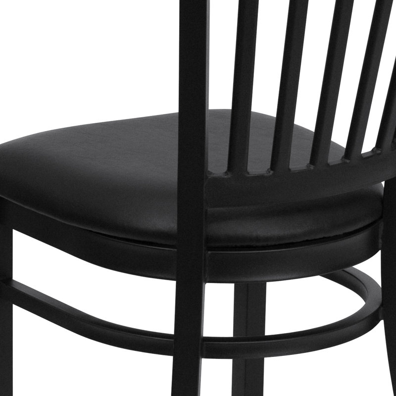 Black Metal Vertical Back Upholstered Side Chair Set