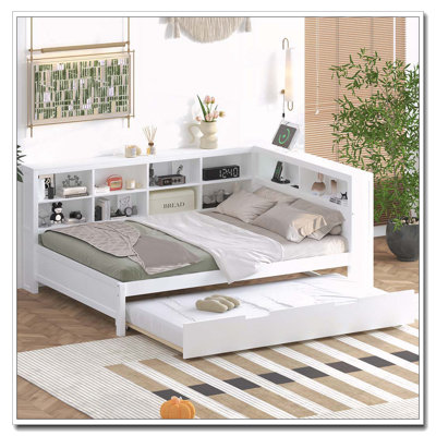 Lit de jour en bois double avec lit gigogne simple