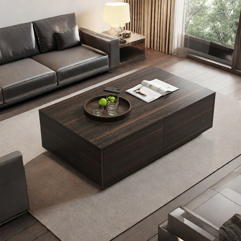 Modern simple rectangular storage coffee table, Smoky, 14.6" H x 39.4" L x 24.4"  W