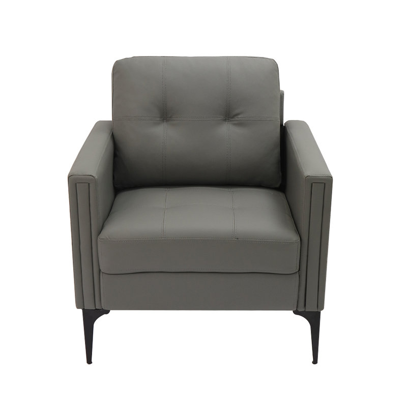 1 pièce Chaise d'appoint moderne rembourrée en similicuir en similicuir de style contemporain avec salon et bureau à domicile gris