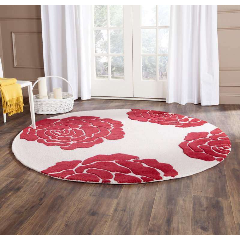 Cannen Hand Tufted Wool Floral Rug, Round 6'