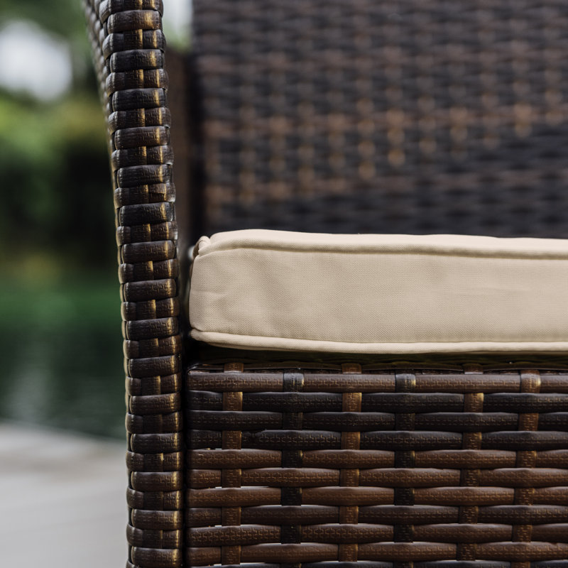 4-Piece Brown Wicker Outdoor Seating Set with Beige Cushions