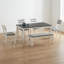 Ensemble de salle à manger rustique 6 pièces avec banc et 4 chaises rembourrées - Mobilier de salle à manger classique-985909327
