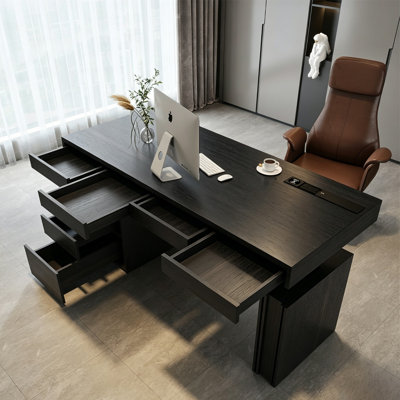 94.49" Italian Minimalist Dual-Motor Lift Standing Desk with Large Storage and Built-in Power Outlet