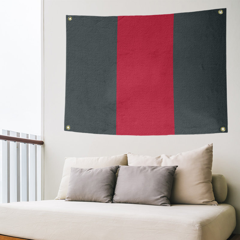 Tapisserie de polyester Las Vegas, H 50 po x l 59 po x P 1 po, Gris acier / rouge / gris acier