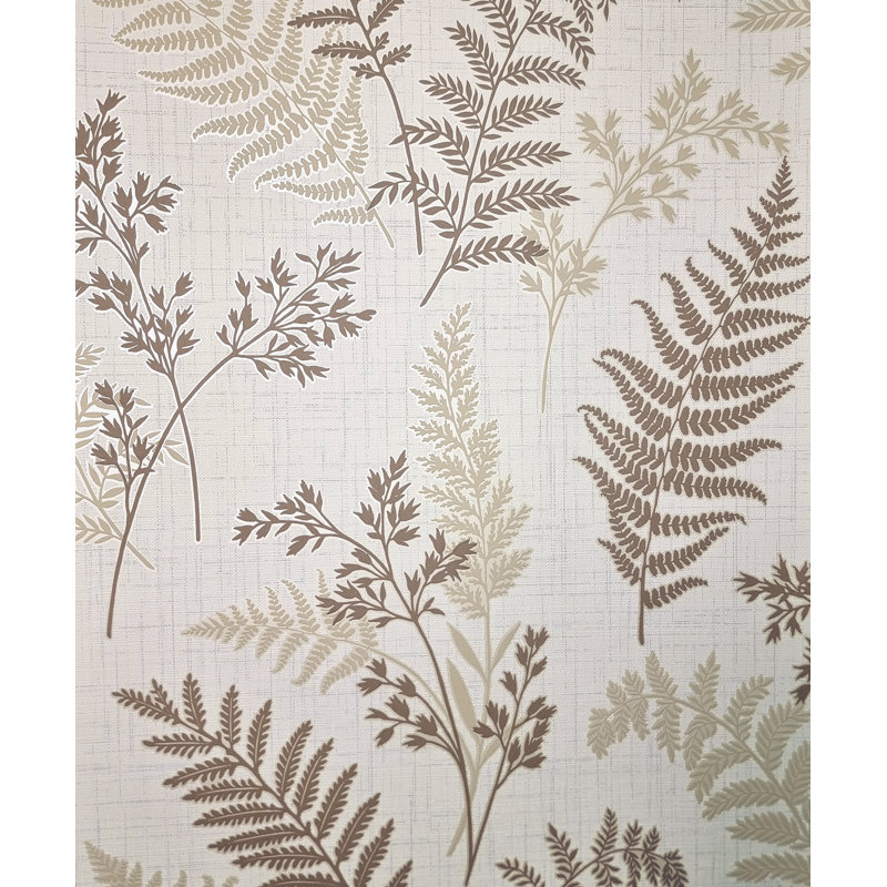 Fern 10m x 52cm Wallpaper Roll, Brown