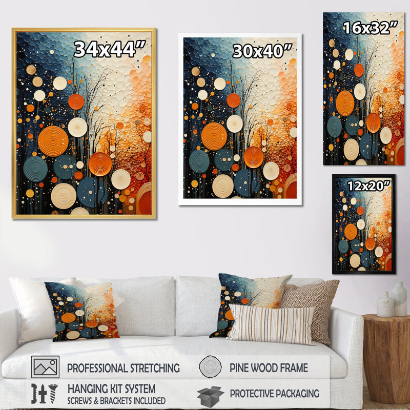 " Colorful Mid Century Dynamic Duality IV ", 40" H x 30" W x 1.5" D, Gold Floater Frame