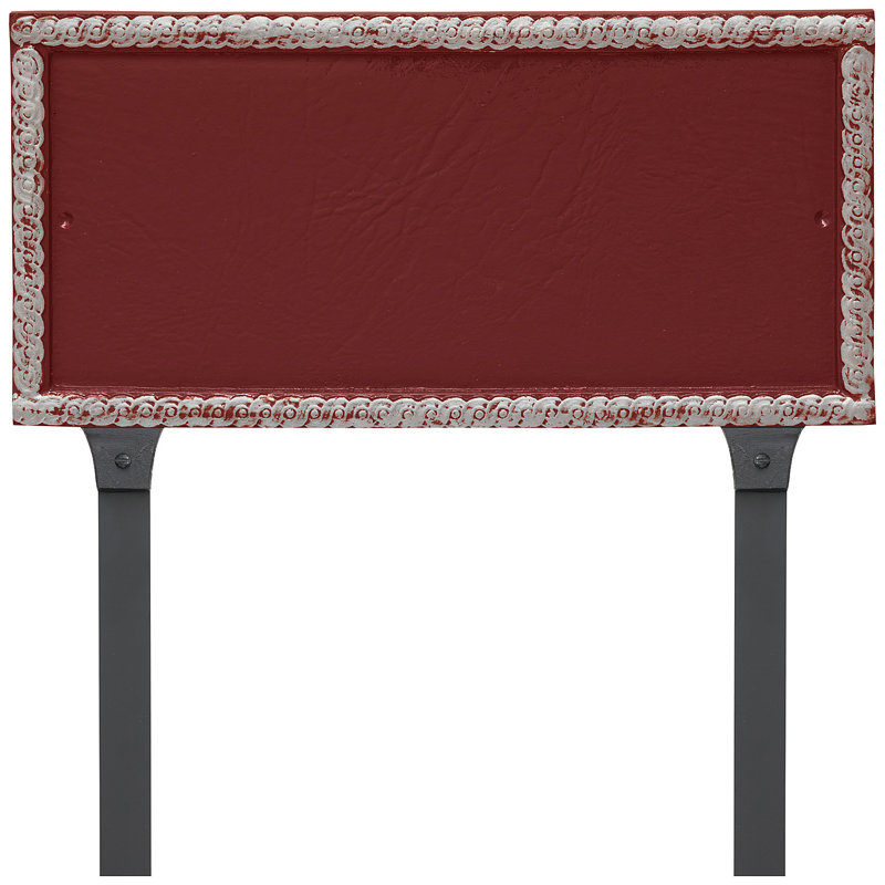 Plaque d'adresse rectangulaire à deux lignes avec piquets Harrison, Oui, Rouge brique / Argent