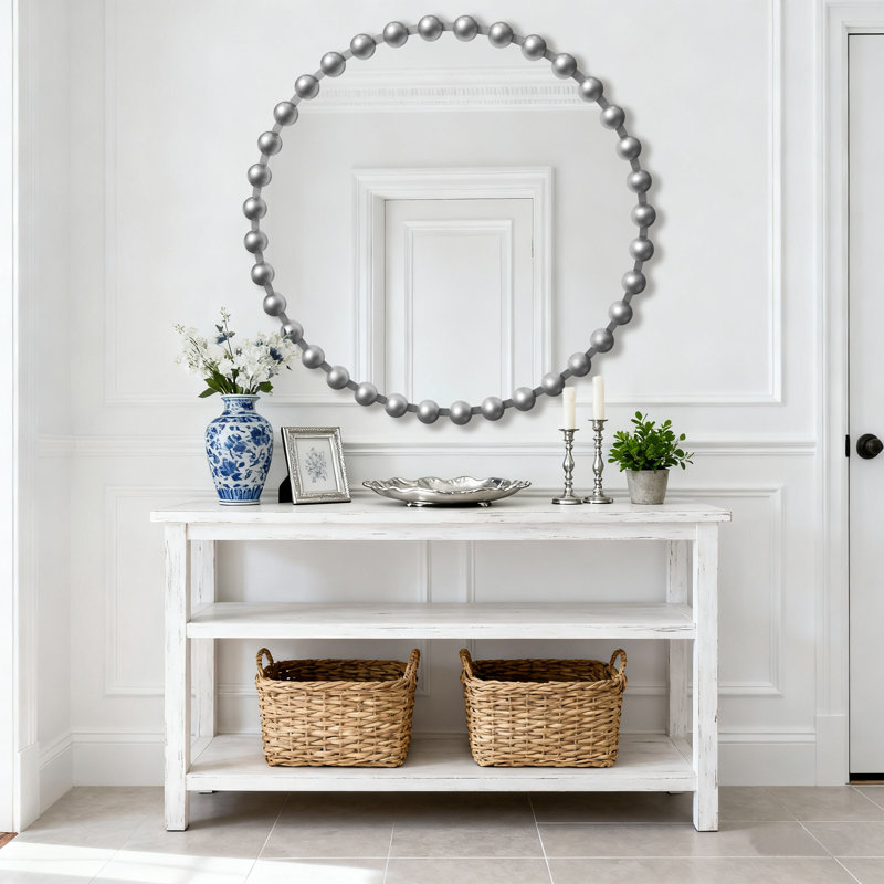 Miroir mural rond en métal, Argent argent, 36 po x 36 po