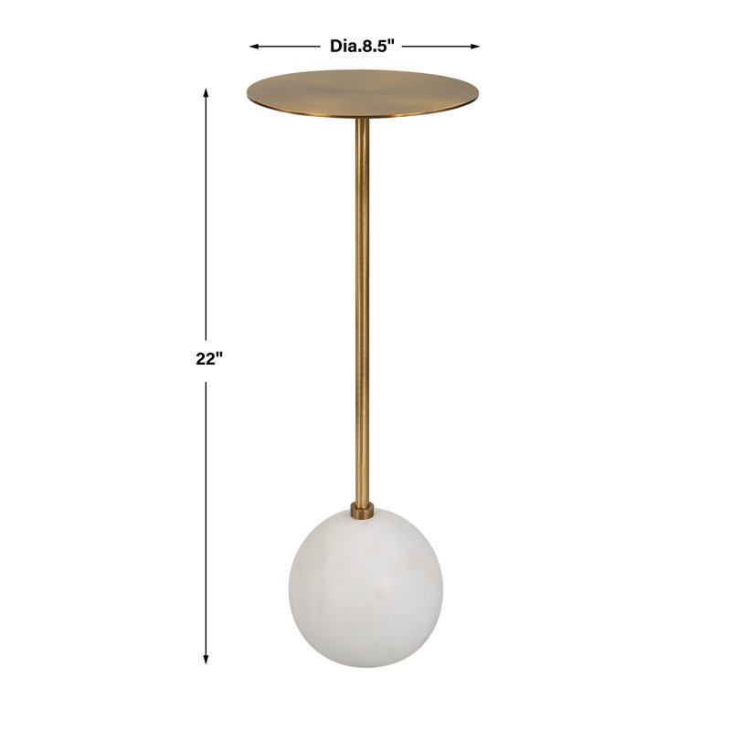 Chaniece End Table, Brushed Brass/White