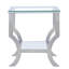 - Table de bout carrée en verre enduit pour tablettes et armoires, avec surface réfléchissante élégante, tablettes de 20,19 pouces de large, profondes