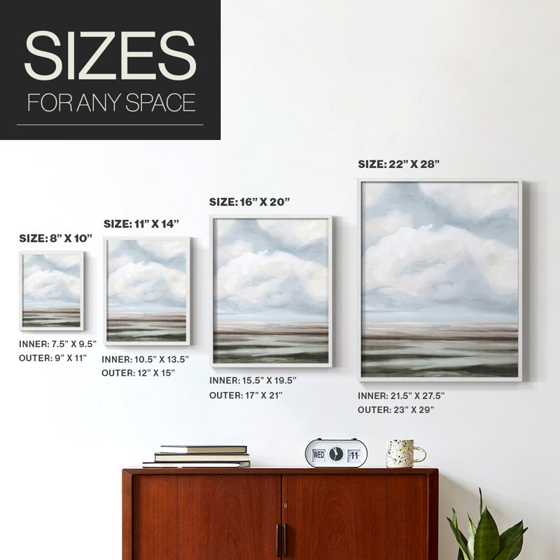 Diluted Plains II Framed Print - Solid Wood, 15" H x 12" W, White