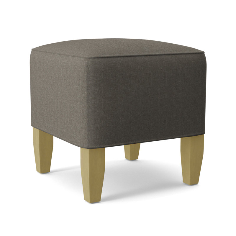 Brooklyn Upholstered Ottoman, Gray Sugar Performance; 0863-84, Brass Finish