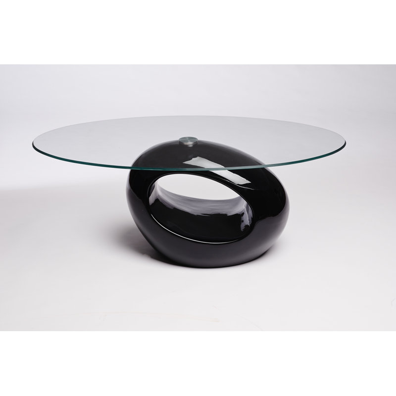 Aleshire Solid Coffee Table with Storage, Black, Clear