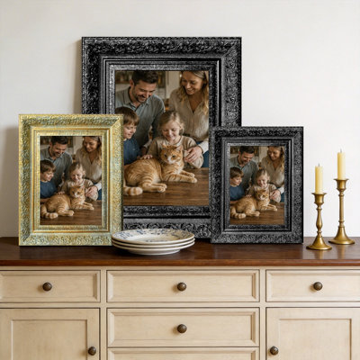 Cadre photo noir 3 pièces sophistiqué noir pour photos 5 po x 7 po