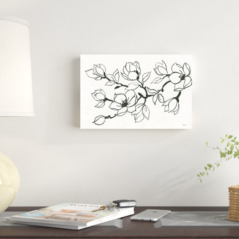 Dessin de fleur par Albena Hristova - reproduction d'art sur toile tendue, H 8 po x l 12 po