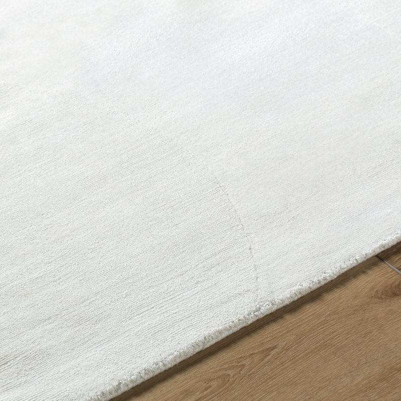 Rectangle Onetta Solid Color Hand Lomed Viscose Area Rug in White, Rectangle 5'7" x 6'