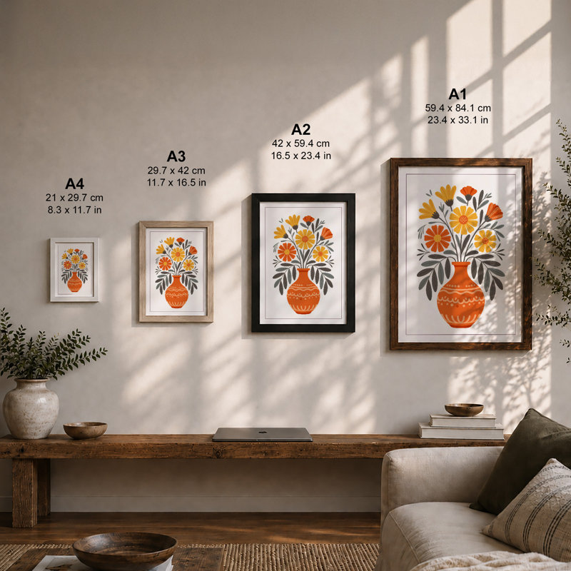 Floral Symmetry Botanical - Framed Print, Unframed, A1 - 84.1 x 59.4 cm