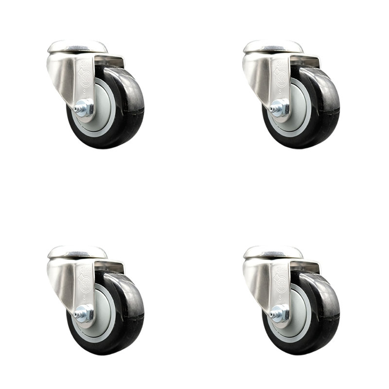 Roulettes pivotantes, Noir, H 3,5 po x l 3,5 po