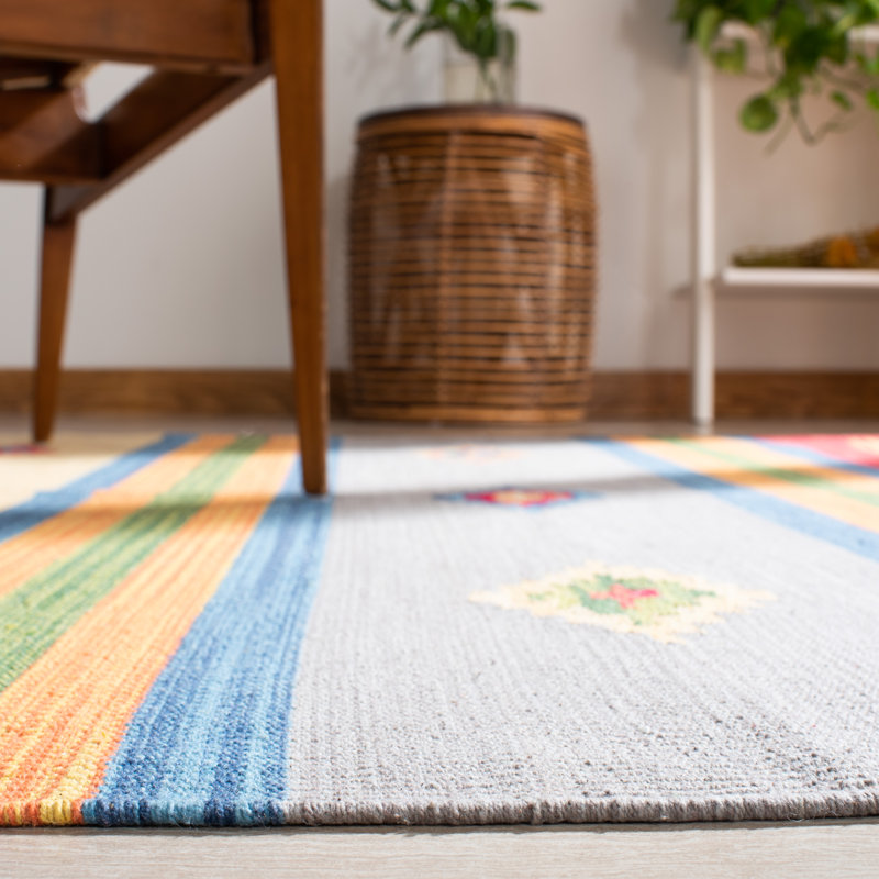 Tapis en coton tissé à la main Barhorst, Carré 6 pi