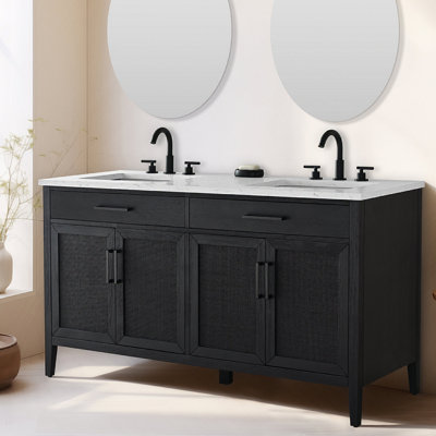 Sebastiano 60'' Double Bathroom Vanity with Engineered Stone Top