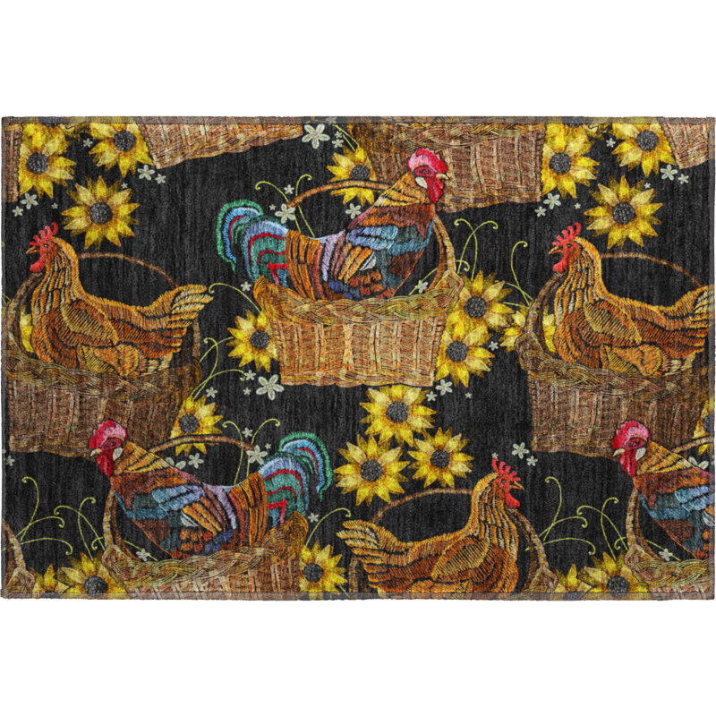 Premium Machine Washable Chiekezi AMF157 Midnight Rug, Rectangle 1'8" x 2'6"