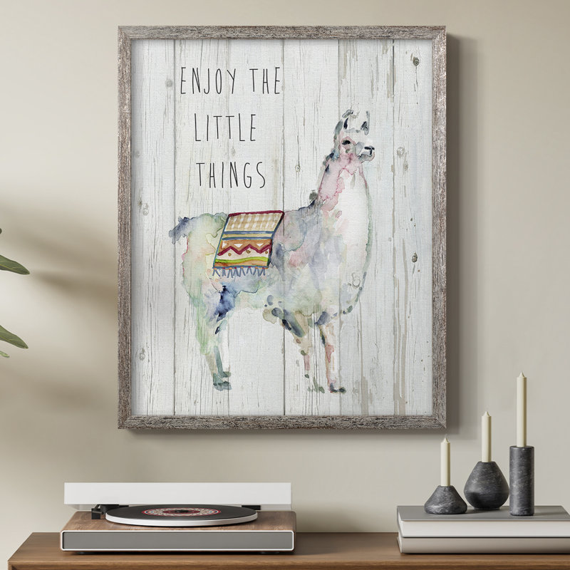 «Llama Little Things», reproduction encadrée - bois massif, H 30 po x l 24 po