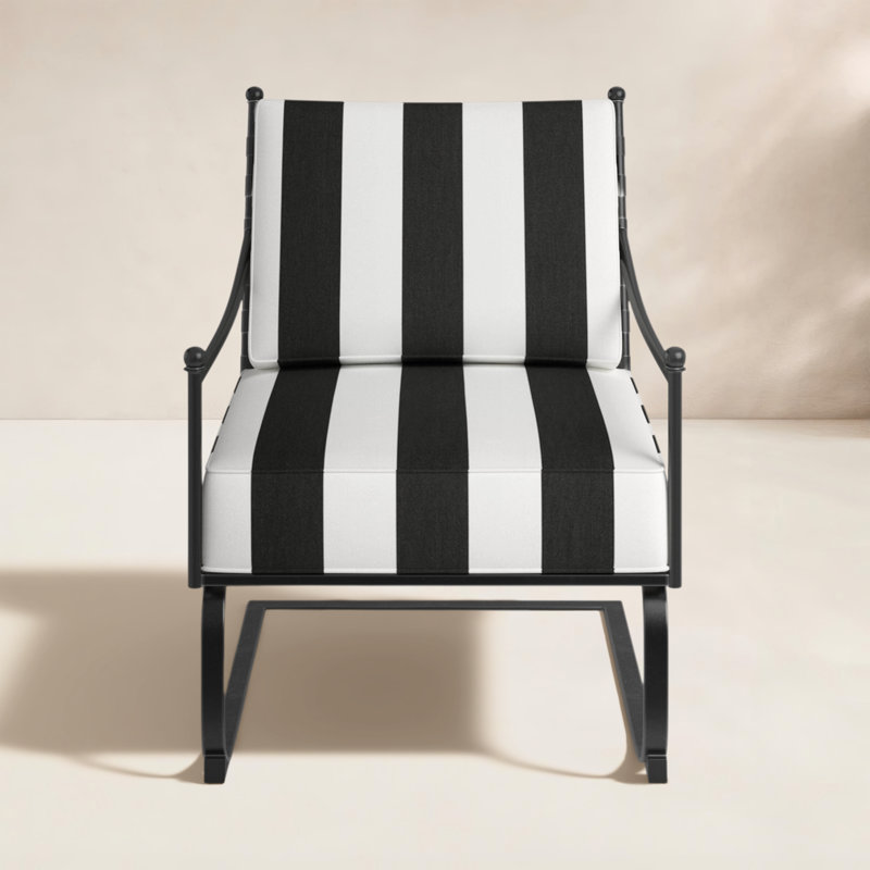 Lucier Patio Chair with Sunbrella Cushions, Cabana Classic Striped Sunbrella®