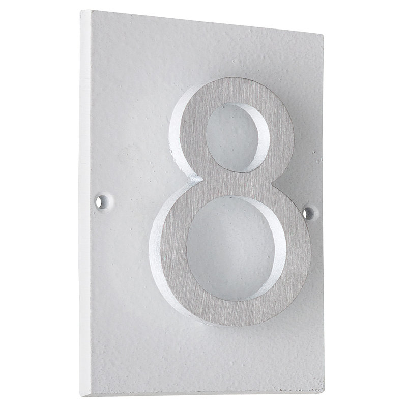 Plaque d’adresse murale sur 1 ligne flottante, Nickel satiné deux tons, Blanc, Oui