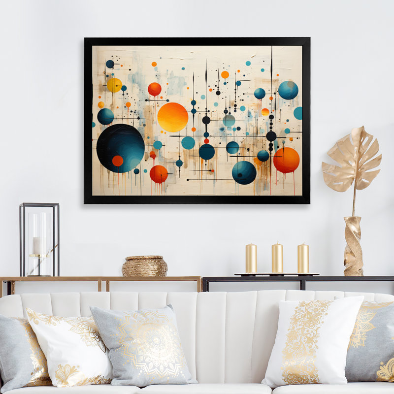 «Green Green Beige Mid Century Abstract Retro III», reproduction d'art sur toile, Cadre simple noir