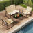4-Person Cooling PVC-coated polyester Outdoor Patio Seating Group with Loveseat, Rocking Chairs & Solid Wood Armrests-1932683957