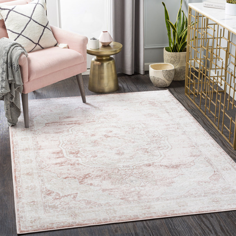 Tapis oriental rose / crème Brick, Rectangle de 6 pi 6 po x 9 pi 2 po