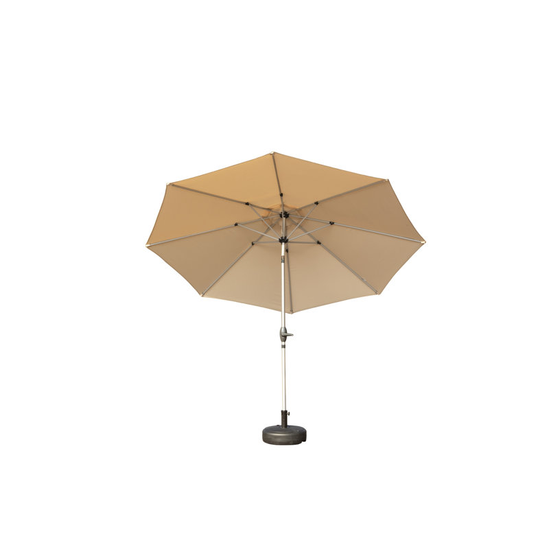 Parasol de patio de 9 pi - Protégé, hydrofuge, solide 8, pour le jardin, la terrasse, la cour arrière, la piscine (beige 8 côtes et manivelle,