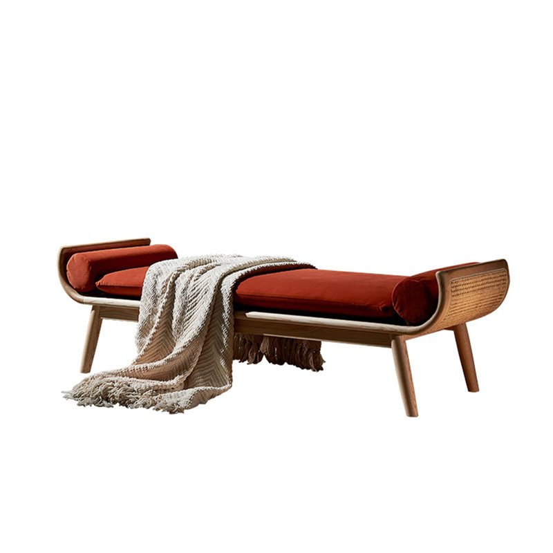 Brandey Microfiber / Microsuede Upholstered Bench, Red, 19.69" H x 70.87" W x 15.75" D