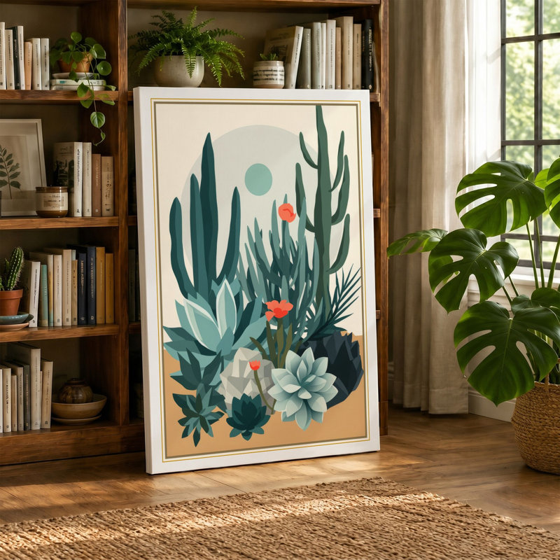 Desert Garden Botanical - Wrapped Canvas, 30x20 - 76.2 x 50.8 cm, Black Border