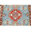 Tapis bleu en laine noué à la main de conception unique 2 pi 9 po x 4 pi 3 po