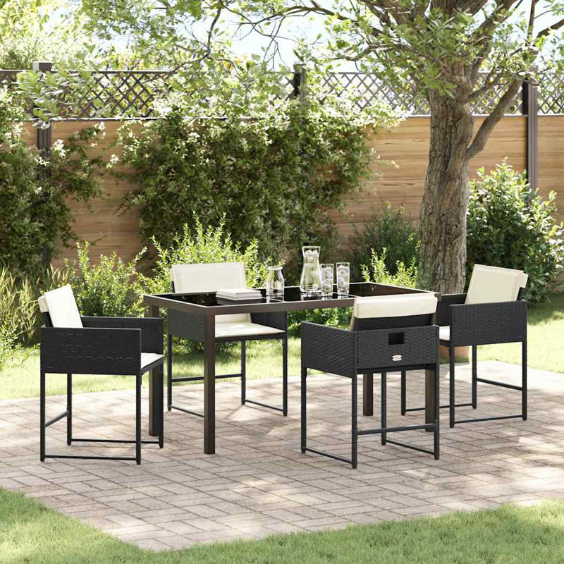 Garden Dining Set 5 Pcs Poly Rattan, Beige, Black